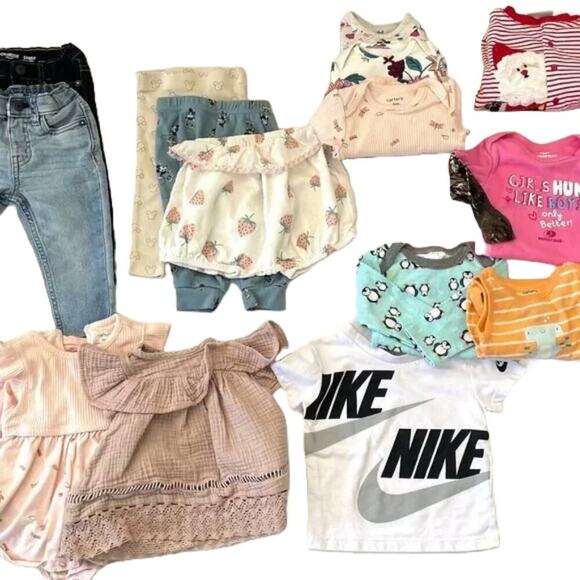 Baby Girl Bundle 3-12 months, 17 items, Jeans, Nike, Dress, Disney, Onesies - Picture 1 of 9